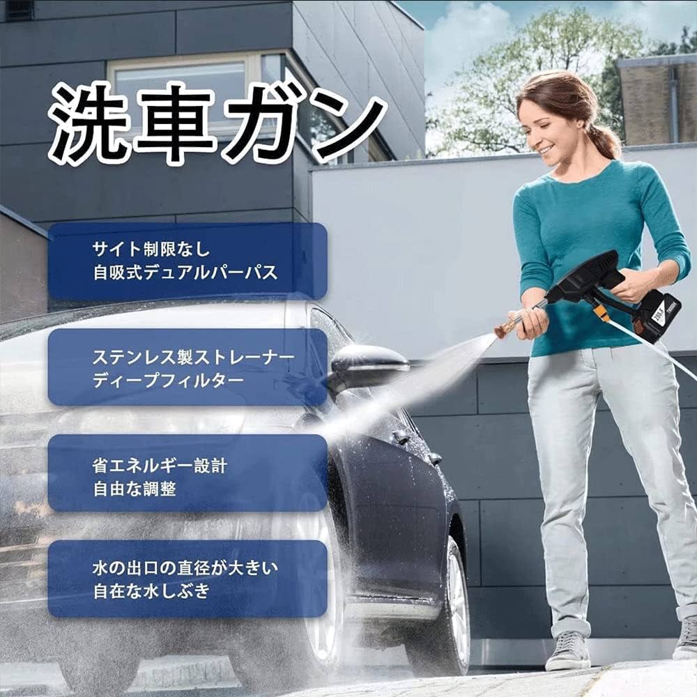 高圧洗浄機 洗車機 充電式 コードレス 家庭用 業務用 一式セット 玄関 474 Amazon | SYNYEY 高圧洗浄機 コードレス 充電式 家庭用 6-in-1